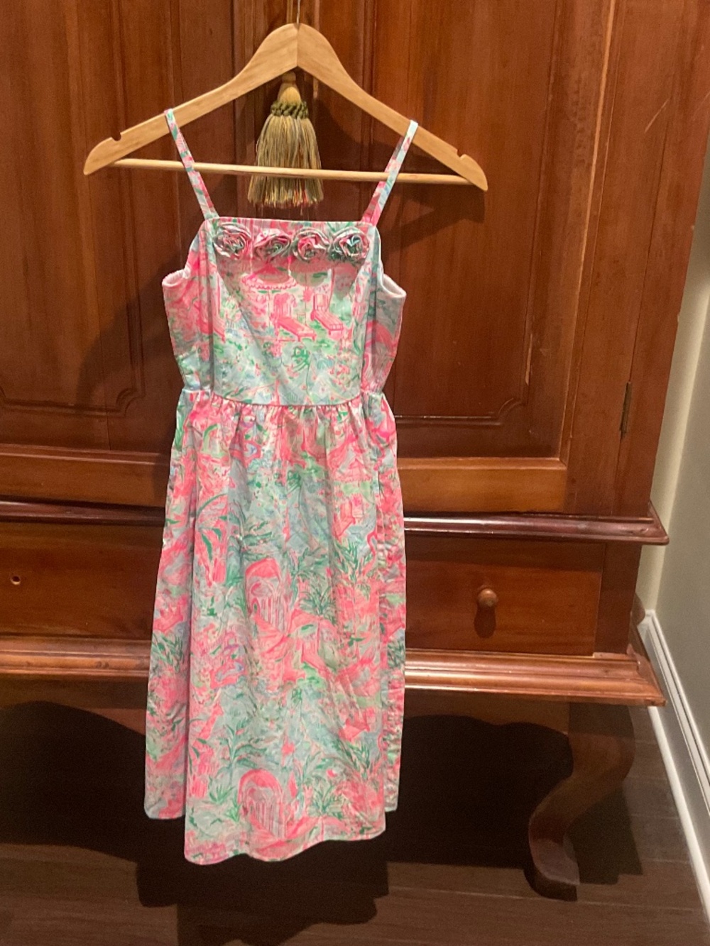 Lilly Pulitzer Girls Bellamy Midi Floral Fit&Flare  Dress, Bali Blue,  Size 12